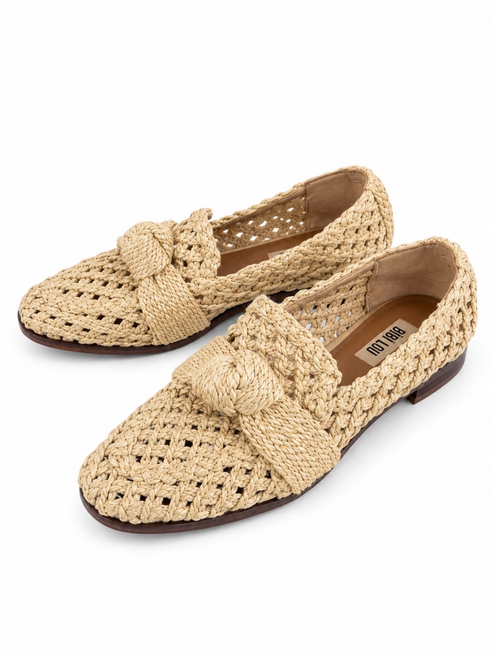 Bibi Lou Posey Woven Raffia Loafers Natural EU 39 US 8.5